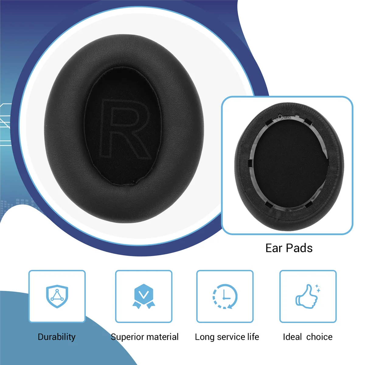 SMIEA 2 قطعة بطانة للأذن بديلة من الجلد البروتيني لسماعات Anker Soundcore Life Q20، Q20BT