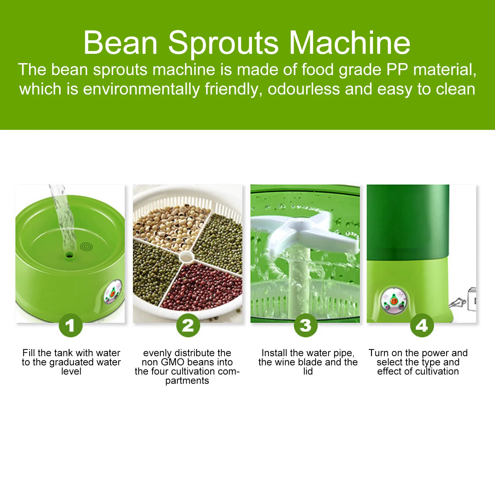 Bean Sprouts Machine Multifunction Fully Automatic Seed Sprouter for Home CN Plug 220V Seeds Sprouting Machine