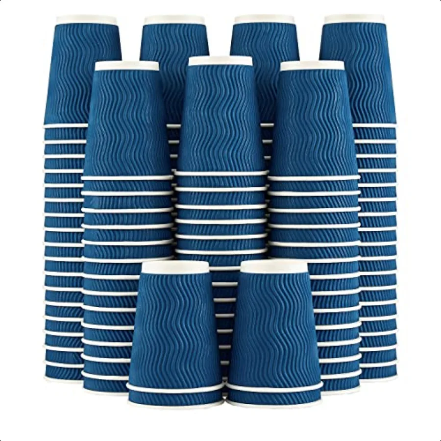 

Coffee Cups 12 oz 120 Pack 12 oz Paper Coffee Cups Insulated Corrugated Kraft Ripple Wall Cup for Hot Beverage or Cold Drinks