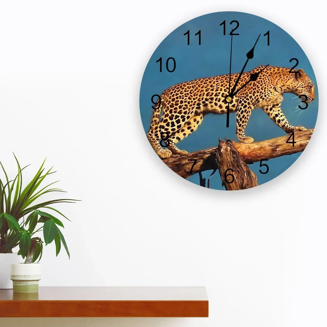 Leopards Walk On Tree Trunks At Dusk Kitchen  Wall Clocks Desktop Digital Clock Non-ticking Creative Childrens Room  Watch