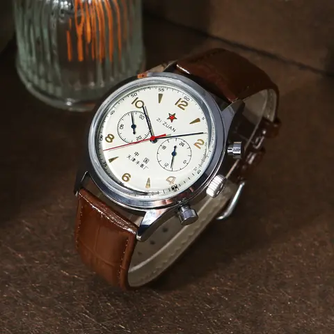 남성용 시계 1963 파일럿 시계 42mm 방수 레트로 쿼츠 크로노그래프