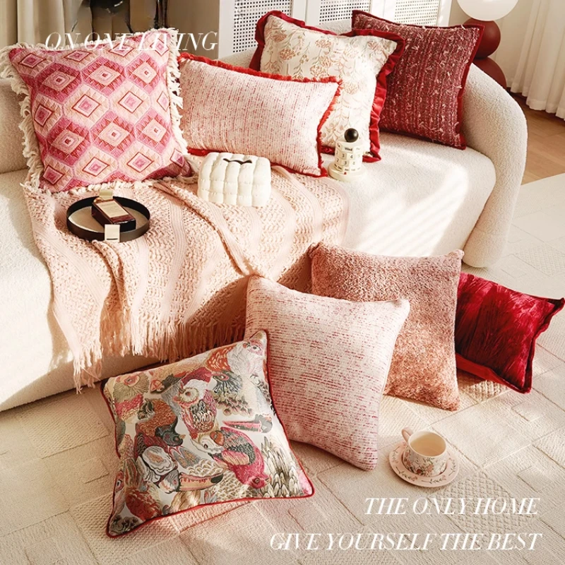 30x50/45X45/50x50CM Pink Luxury Throw Pillow Retro French Stamping Waist Cushion Cover Decor Home Decorative Pillowcase