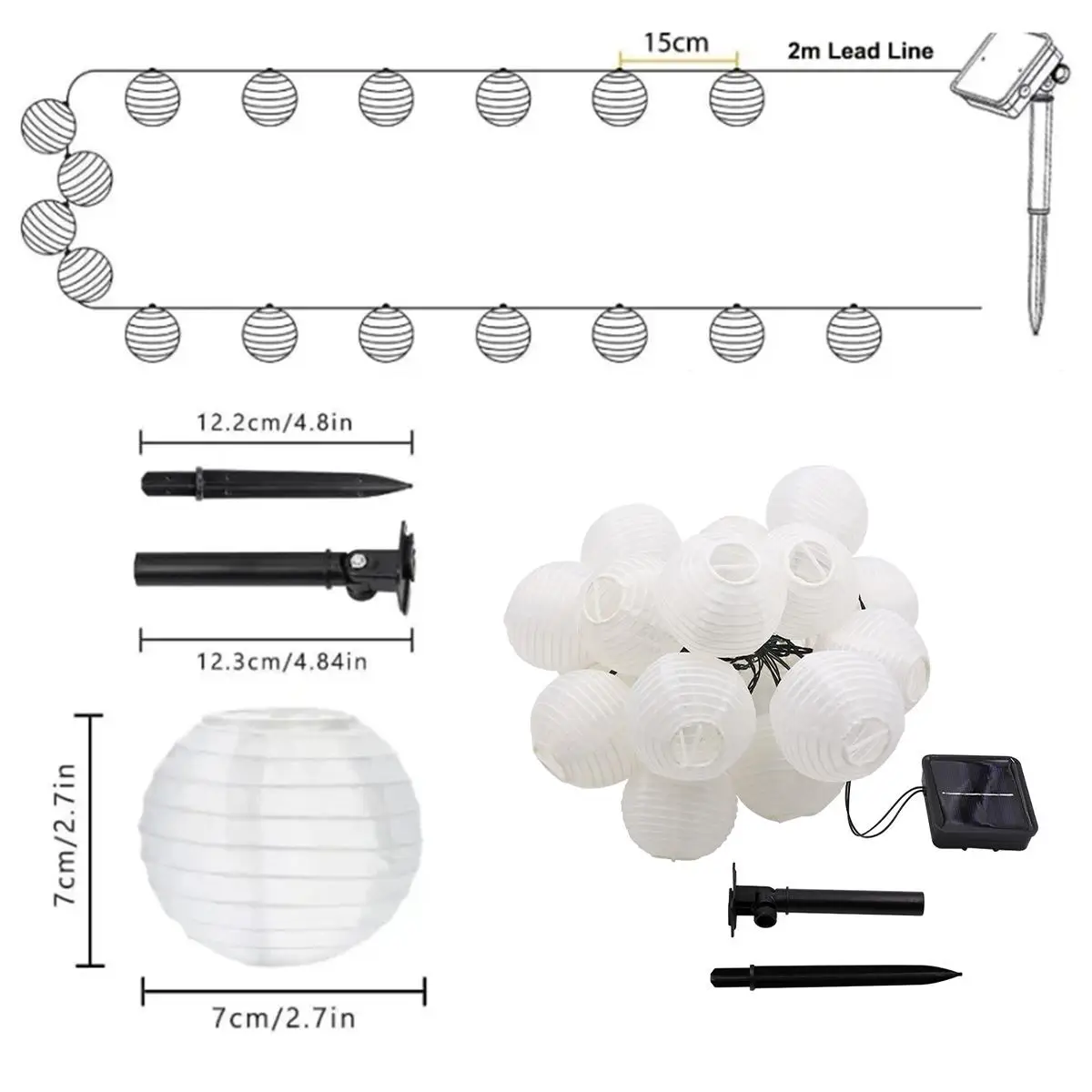 Solar Lantern String Led Lights Outdoor Christmas Backyard Light Decorations Garden Festoon Fairy Powered Warm Hanging Lawn Lamp