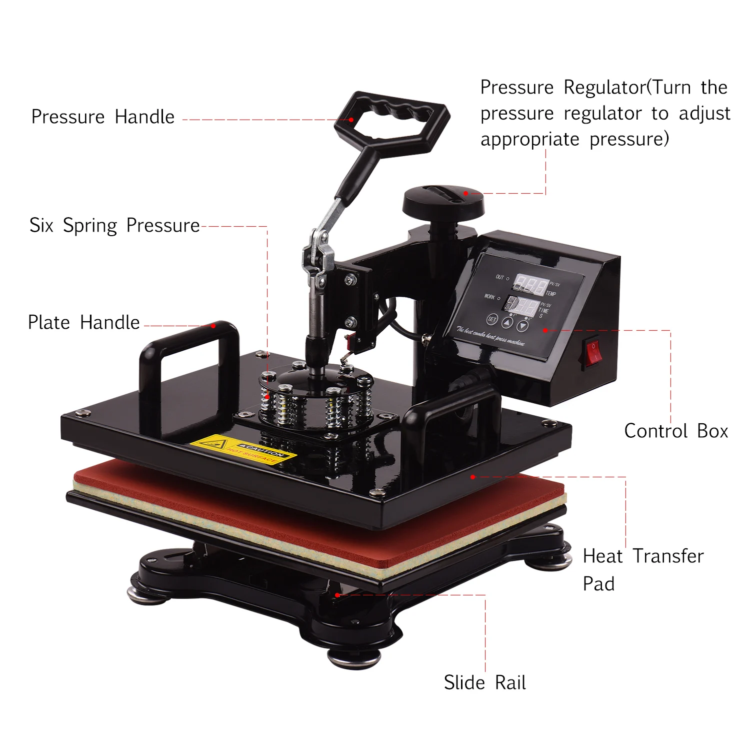 12x15 Inch Combo Heat Press Machine Professional Dual Digital Sublimation Heat Transfer Swing Machine 360-degree Rotation