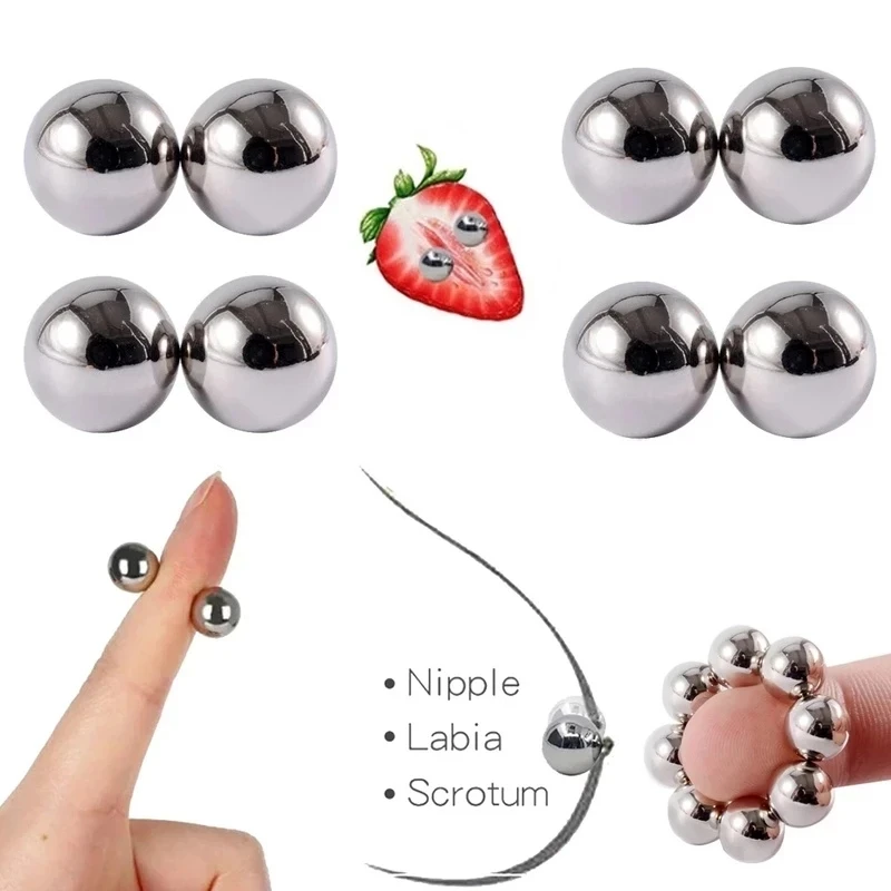 1 Paar Tepel Clip En Studs Magneet Orbs Persoonlijke Fake Tepel Piercing Ring Krachtige Magneet Non