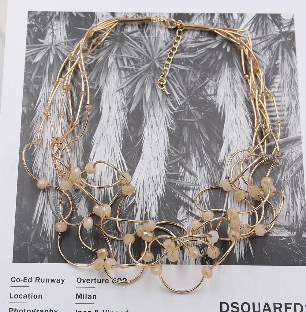 STRATHSPEY Mode Neue Lange Unregelmäßige Kupfer Rohr Halskette Für Frauen Aussage Chunky Multi Lay Schmuck – Detail 21
