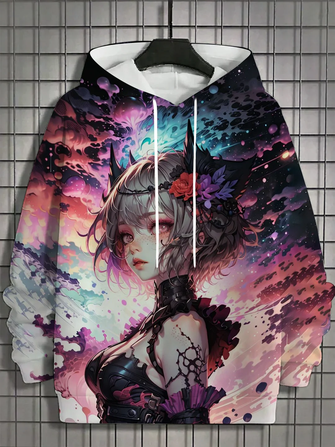 Homens Anime Girl Impressão Hoodies, Pulôveres de Moda Harajuku, Impressão HD 3D Unisex, Outono, Inverno