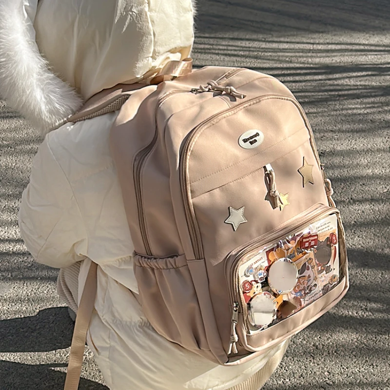 Sweet Y2k Aesthetic Fashion Kawaii Backpack Korean Women Jk Transparent Backpacks Vintage Students Star Girls Schoolbags Trendy