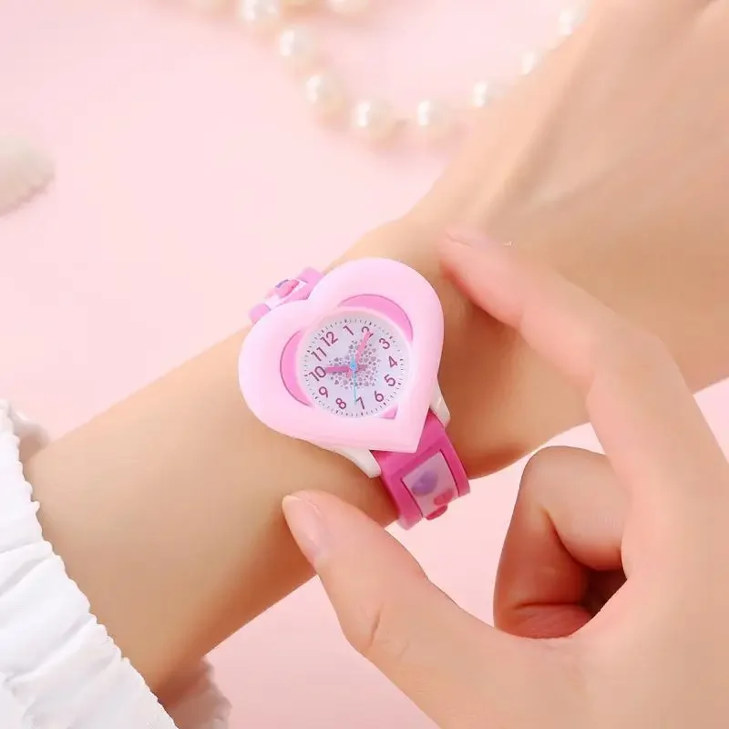 New Fashion Heart shaped Children's Love 3D Cartoon Watch Children's Learning Watch