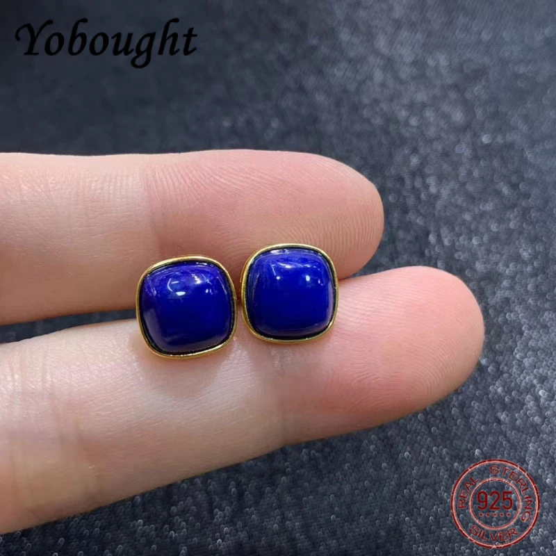 

Натуральные квадратные серьги из лазурита с серебром 925 пробы, 9 мм, для женщин, модные, легкие, роскошные, синие серьги