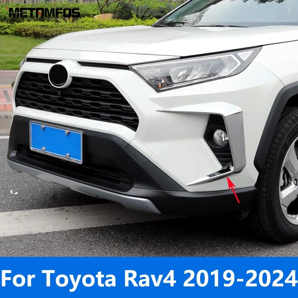 For Toyota Rav4 Rav 4 Limited/LE/XLE/Hybrid 2019-2023 2024 Chrome Front Fog Light Lamp Eyelid Eyebrow Strip Trim Accessories