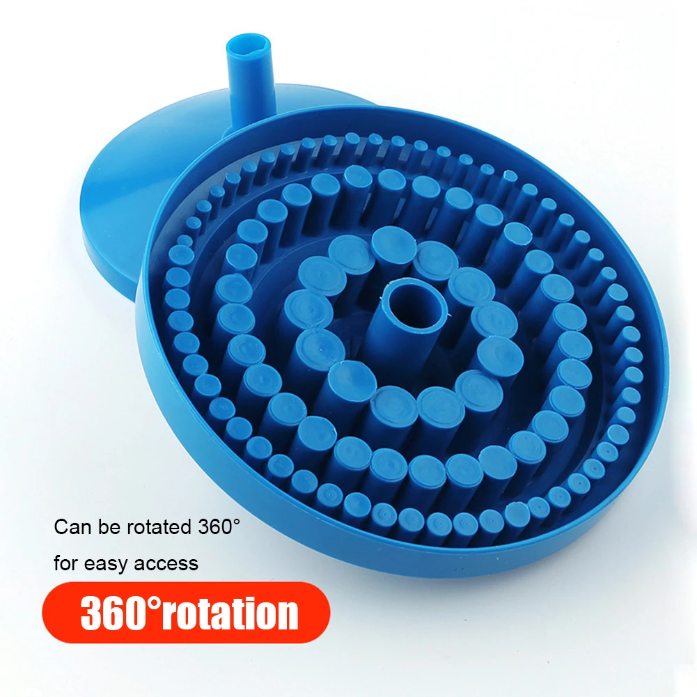 Hot 1pcs Round Shape Plastic Hard 100pcs 1-13mm Drill Bit Storage Case Stand Blue Hole Bore Plastic Organizer Container Box