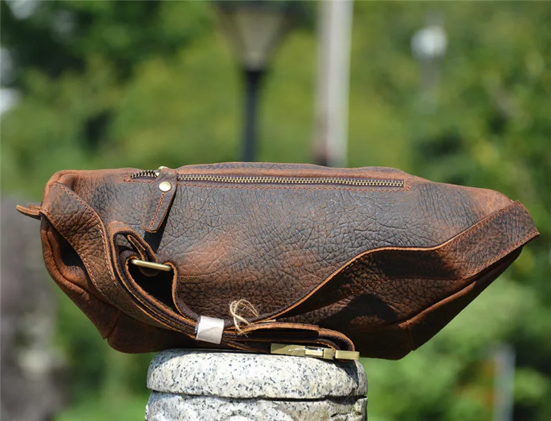 PNDME-Bolso de pecho de cuero genuino para hombre, bandolera de cuero de vaca real, Estilo vintage, informal, a la moda, de lujo, para motocicleta