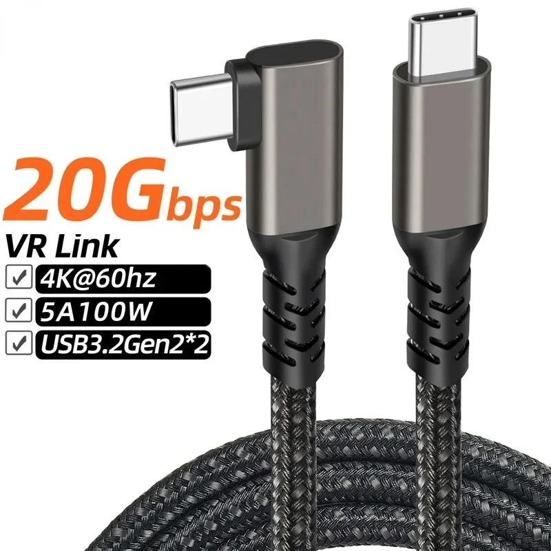 Cable de transferencia de datos tipo C a tipo C, Cable de carga Súper 4K, USB3.2 Gen2 x 2, 20Gbps, PD 100W, para teléfono, portátil, VR Link, gafas