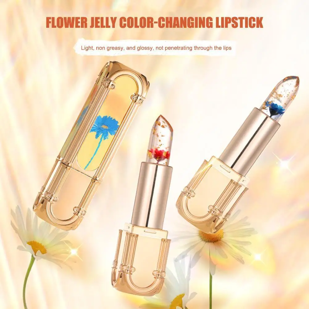 Temperature Color Changing Lipstick Crystal Clear Flower Moisturizer Lipstick Jelly PH Hydrating Balm Lipgloss Lip Plumping J4P2