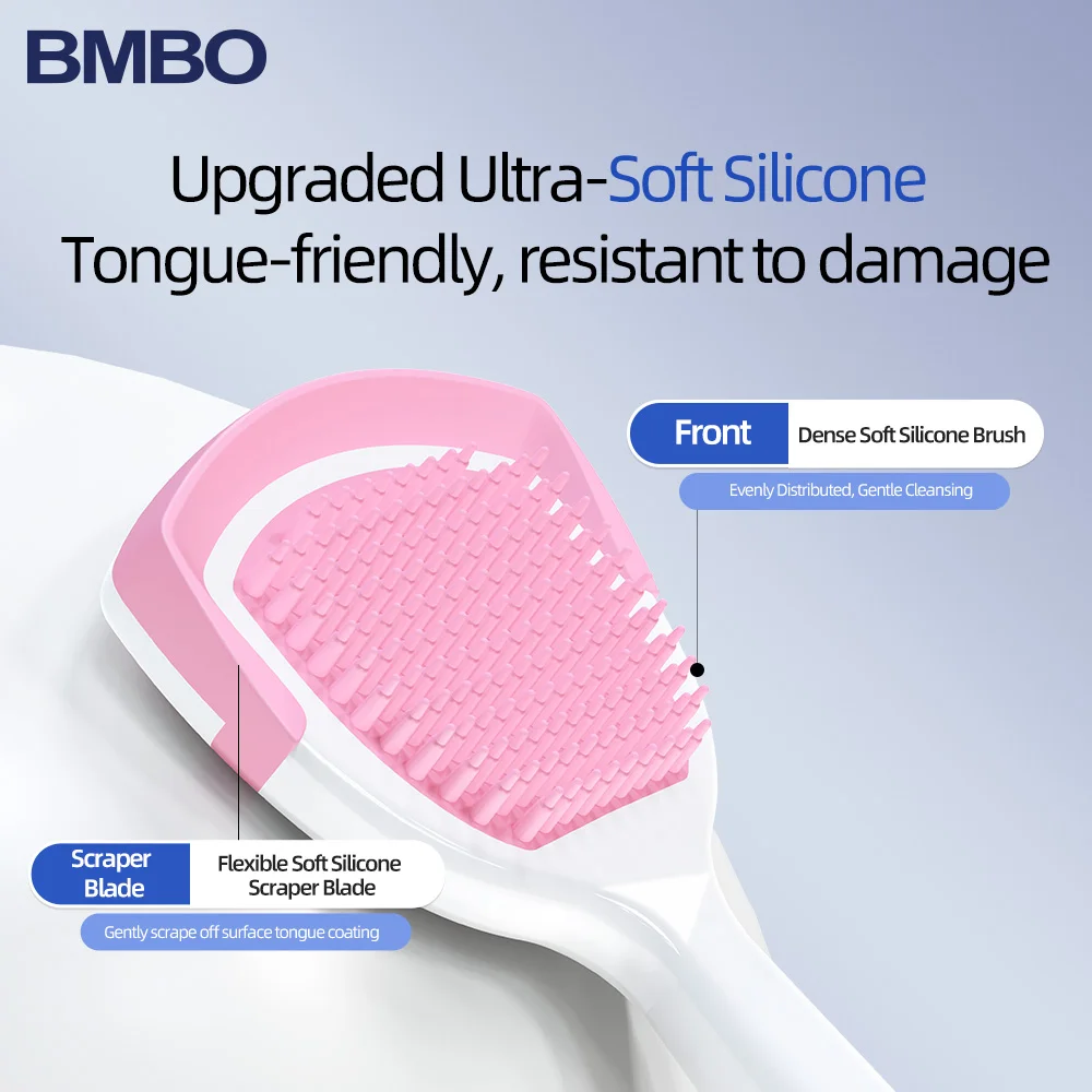 BMBO Tongue Scraper Double Sided Tongue Cleaner Brush New Design Blue White Optional 1Pcs Oral Care Tongue Cleaning Tool