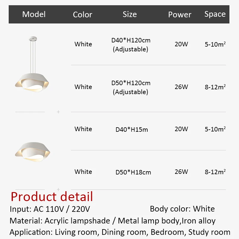 Imagem -06 - Minimalista Led Lustres para Sala de Estar Quarto Estudo Lâmpadas Teto Redondo Lustre Luminárias Ac90260v Lustres Brancos