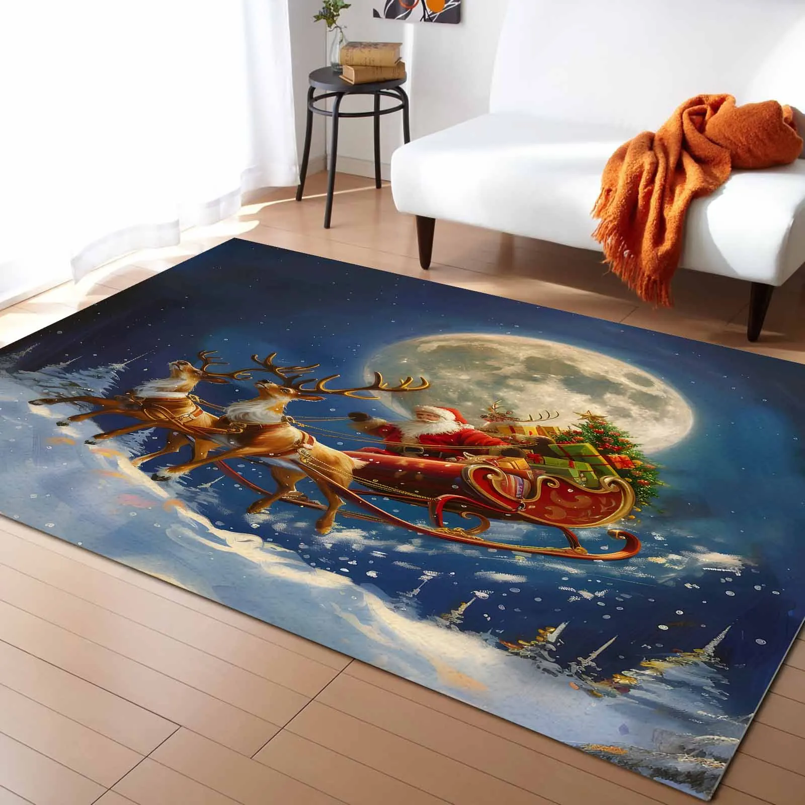 Christmas Santa Claus Elk Gift Moon Living Room Floor Mat Children's Room Bedroom Bedside Carpet Kitchen Door Mat