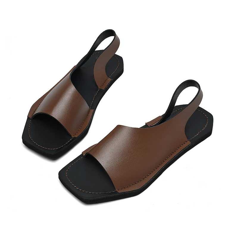 Men's Designer Leather Sandals - Casual Summer Beach Slides, Anti-Slip_voghion.com