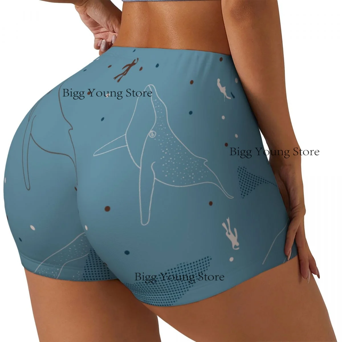 Women Yoga Shorts Sharks And Whales Workout Shorts Fitness quick-dry Ladies Yoga Gym Running Booty Shorts Pants Sportswear