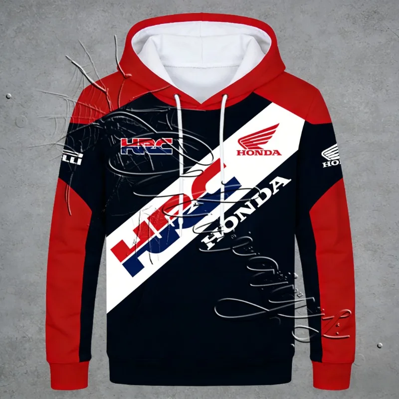 

Новая модная ретро-толстовка Honda Racing 2026 для мужчин, для любителей мотоциклов и внедорожного спорта, повседневная, для велоспорта, спортивная, большой размер, для мотоциклистов