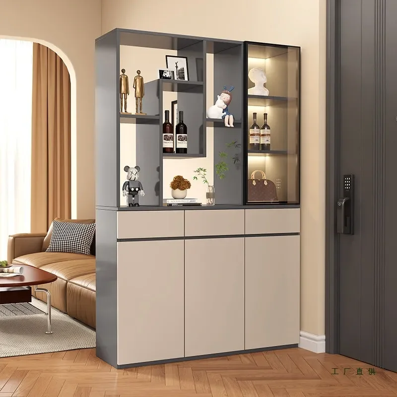 2025 New Solid Wood Shoe Cabinet Entryway Storage Cabinet with Screen Partition Foyer Locker Integrated Design for Living