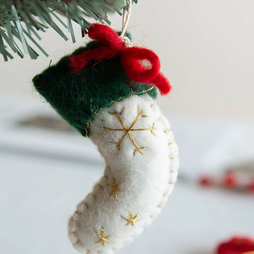 

6Pcs Wool Felt Christmas Tree Pendants Hanging Ornaments Xmas Home Decoration Festival Decor Christmas Pendant