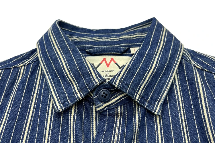 Vintage American Casual Vertical Striped Shirts for Men Heavyweight 100% Cotton Washed Feel Hard Coats Amekaji Retro Japan Male