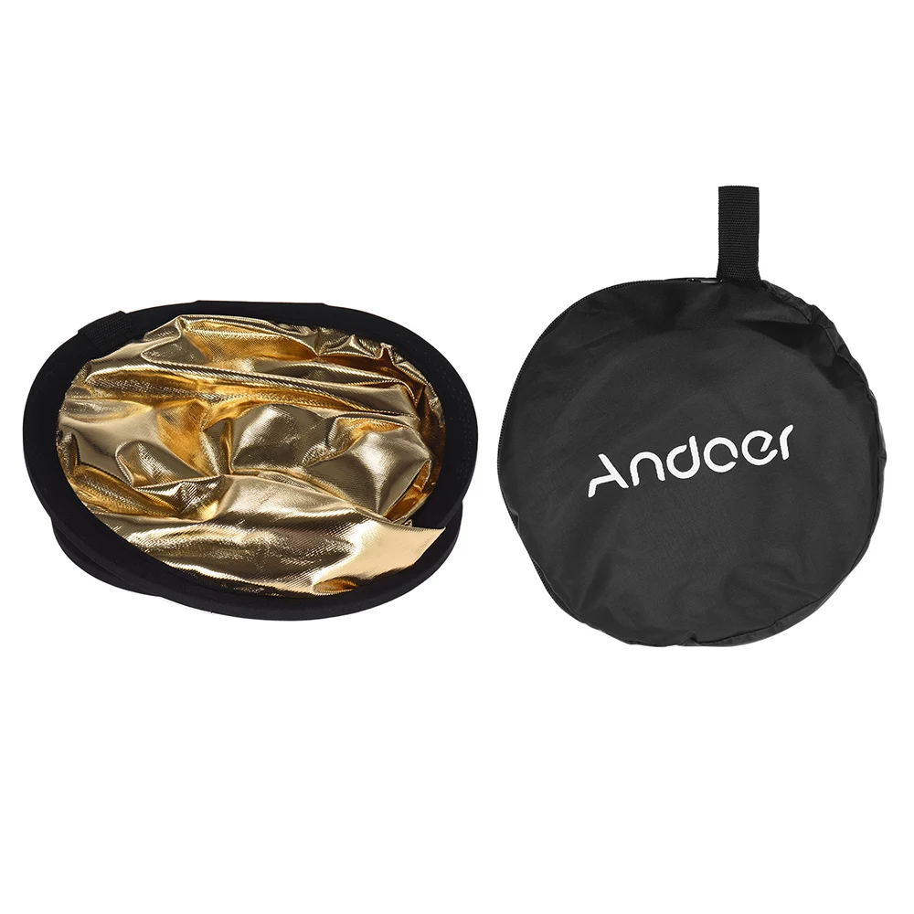 Andoer складной 24 "/60 см портативный двусторонний золотой/серебристый двусторонний складной легкий отражатель для портретной фотографии