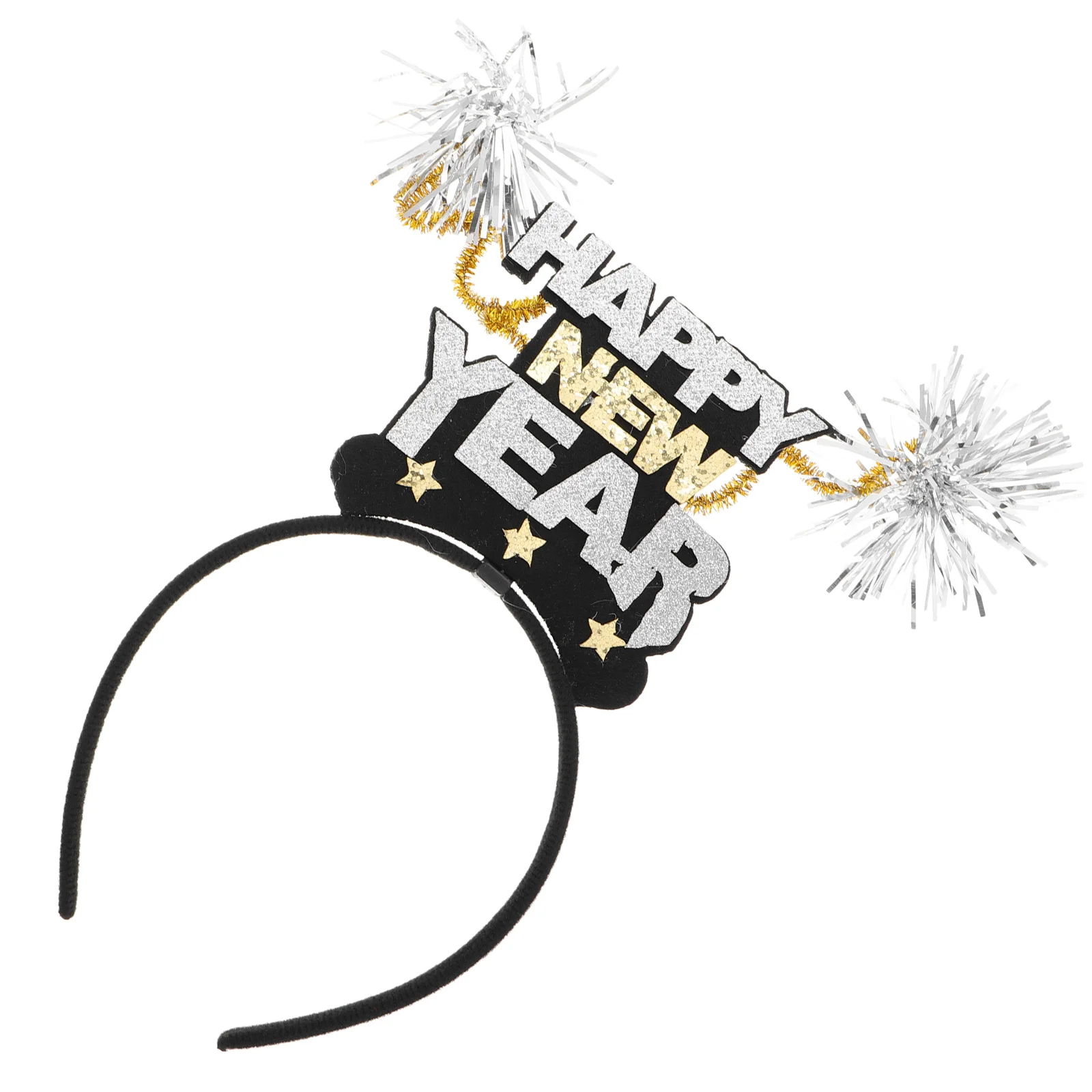 

Tinsel Happy New Year Party Headband Festive Holiday Accessory Photo Booth Props Celebration New Year Party Headwear