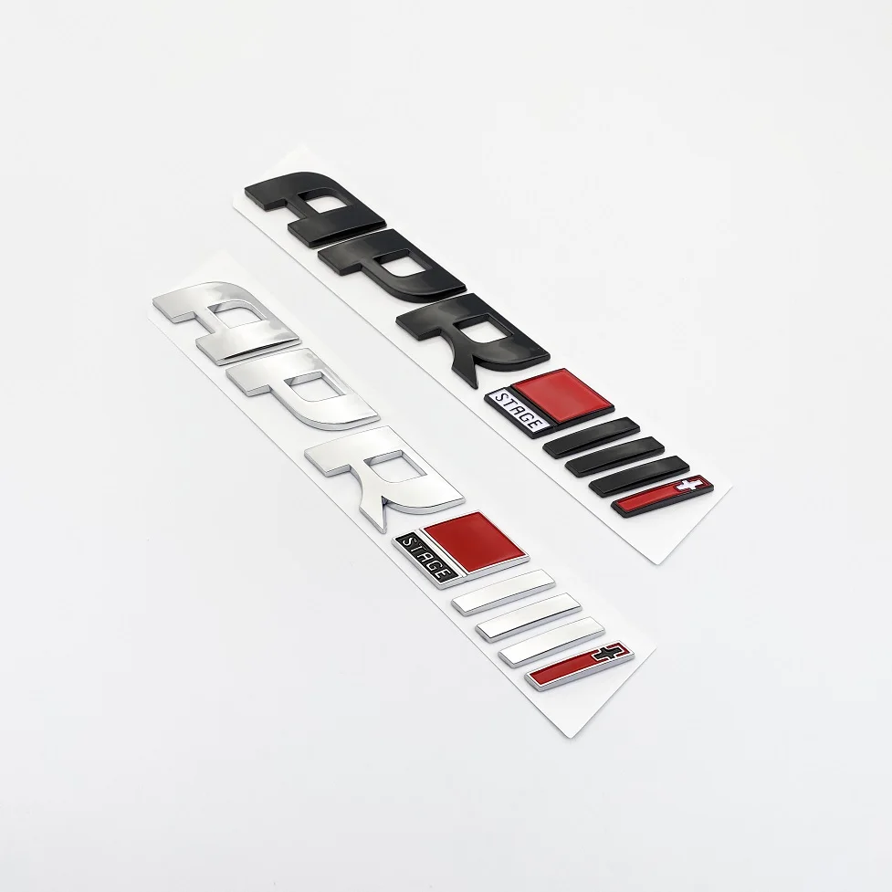 3D Chrome Black Logo APR Stage III 3+ ABS Emblem Letters Car Trunk Badge Decal For R8 RS A3 A4 Q5 APR Sticker Accessories
