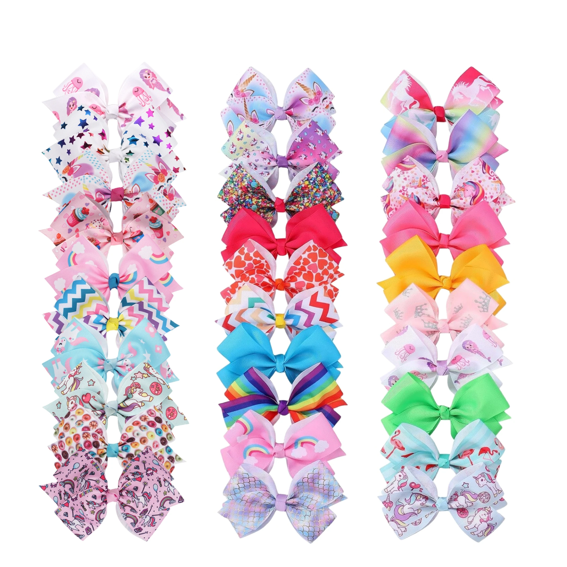 10Pcs 4.5Inch Bows for Girls Boutique Grosgrain Ribbon Rainbow Hair Bow Alligator Hair Clips Pigtail Bows Unicorn Hair Clips