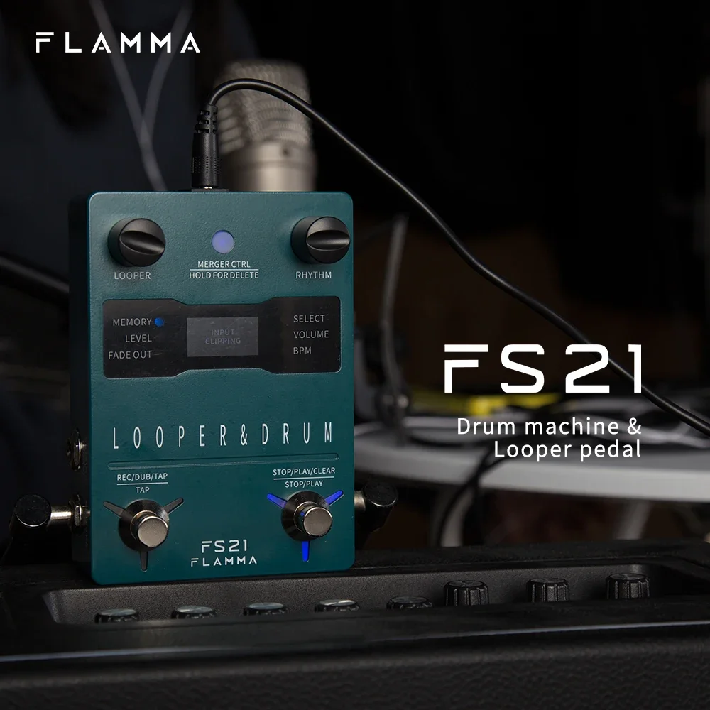 FLAMMA FS21 آلة الطبل Looper تأثيرات الجيتار دواسة 160 دقيقة Looper 100 أخاديد الطبل دعم تحرير البرامج مع شاشة LED