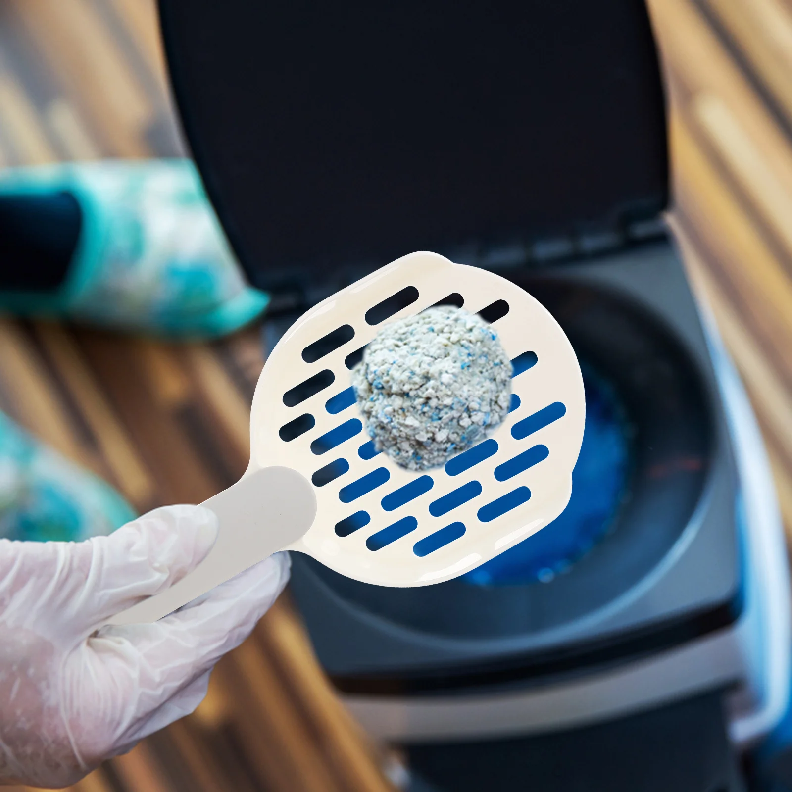 

1 set Scoop Heavy Duty Abs Wide Mouth Design Easy Pet Waste Removal Large Capacity Cat Litter Shovel Stable Base Cat Litter Box