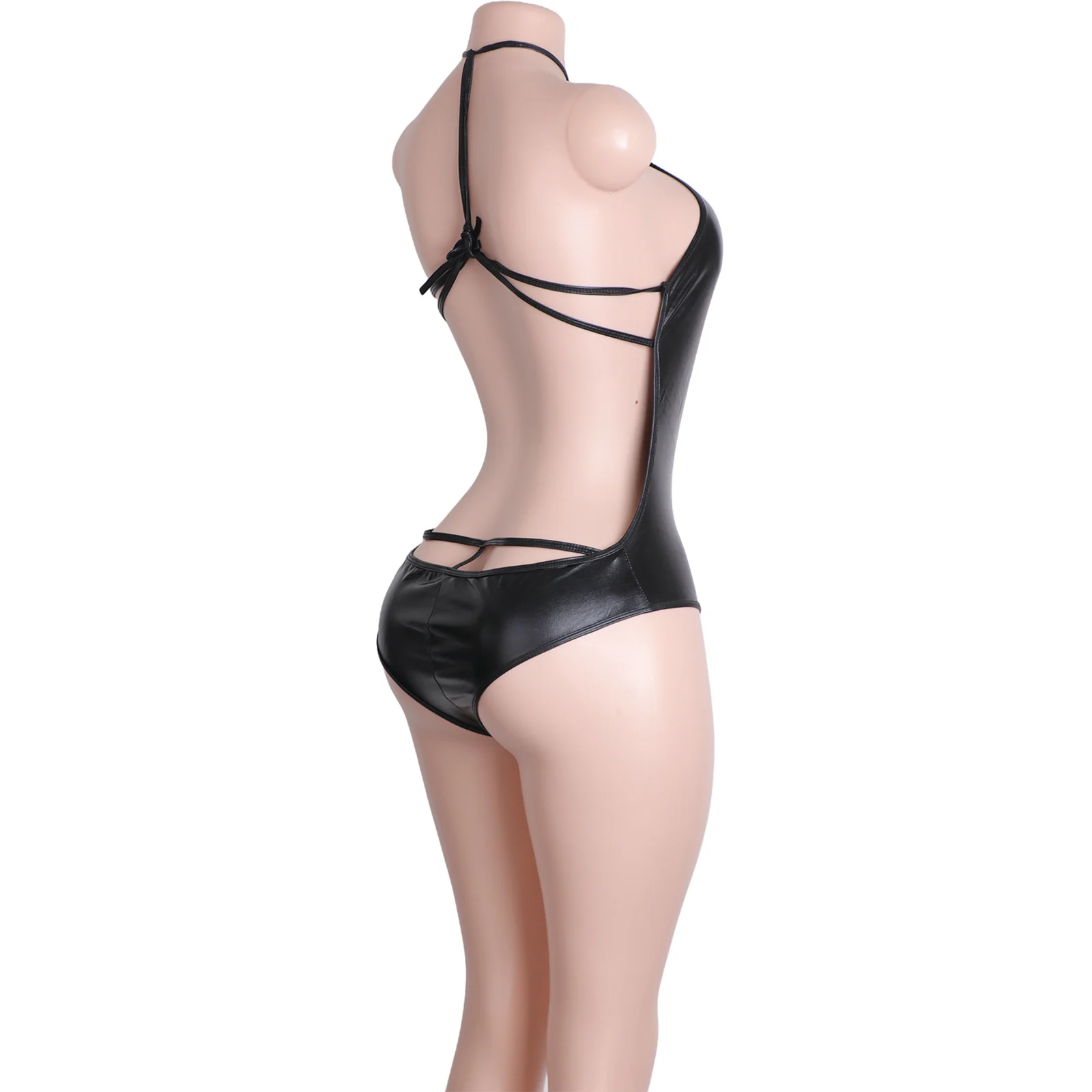 Lackleder-Body, Tanga, String, sexy Clubwear, eng anliegendes Dessous-Outfit, Damen-Tanzbekleidung, Riemen-Body, elegant