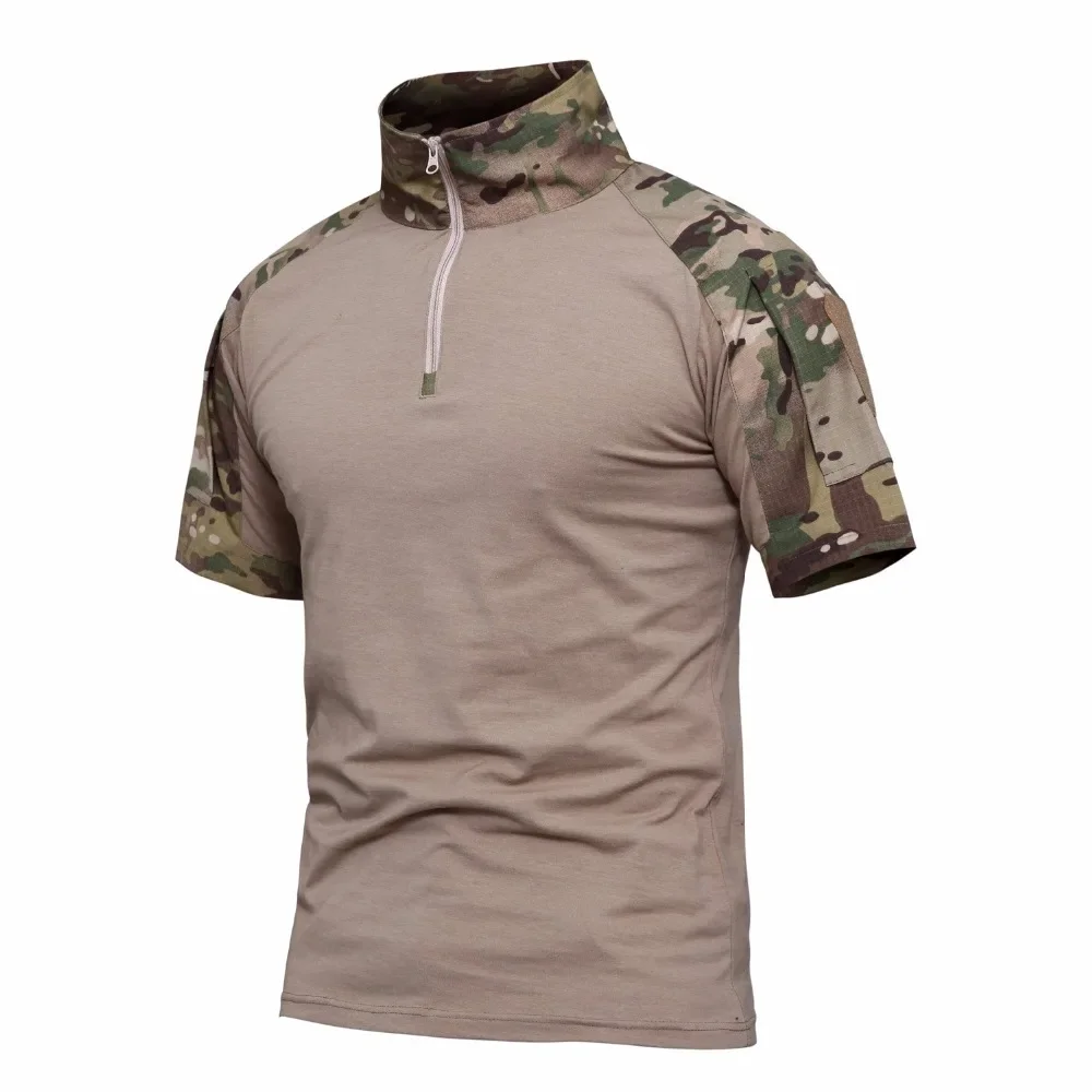 Summer Breathable Camouflage Short Sleeve Uniform Shirt Army Fan Outdoor Camp CS Field Combat Training Tactical Military T Shirt