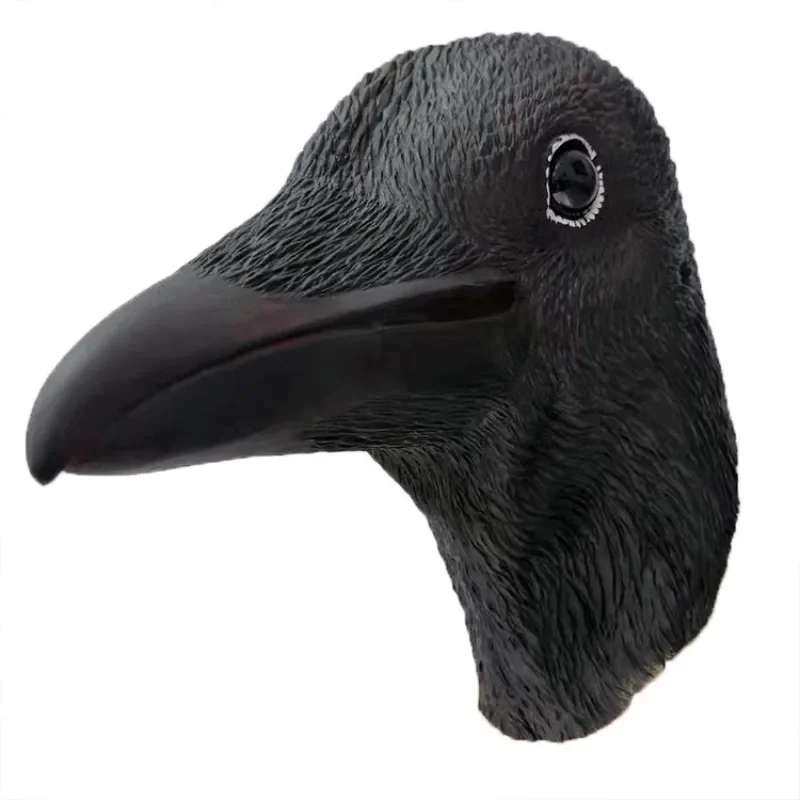 Máscara de cabeza de Animal de látex de cuervo negro, disfraz de pájaro de Halloween, accesorios de vestido de Cuervo Reaper, sombreros de fiesta para adultos