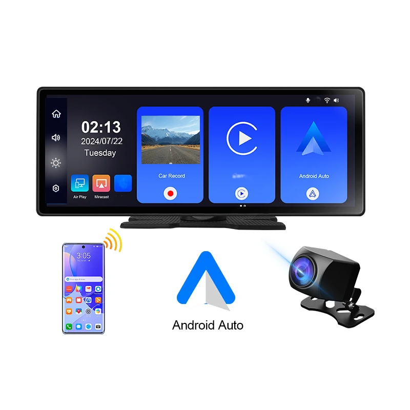 Carplay Touch Screen - 9.3 Inch Dash Cam Wireless CarPlay Support Android Auto with 2CH 1080p DVR