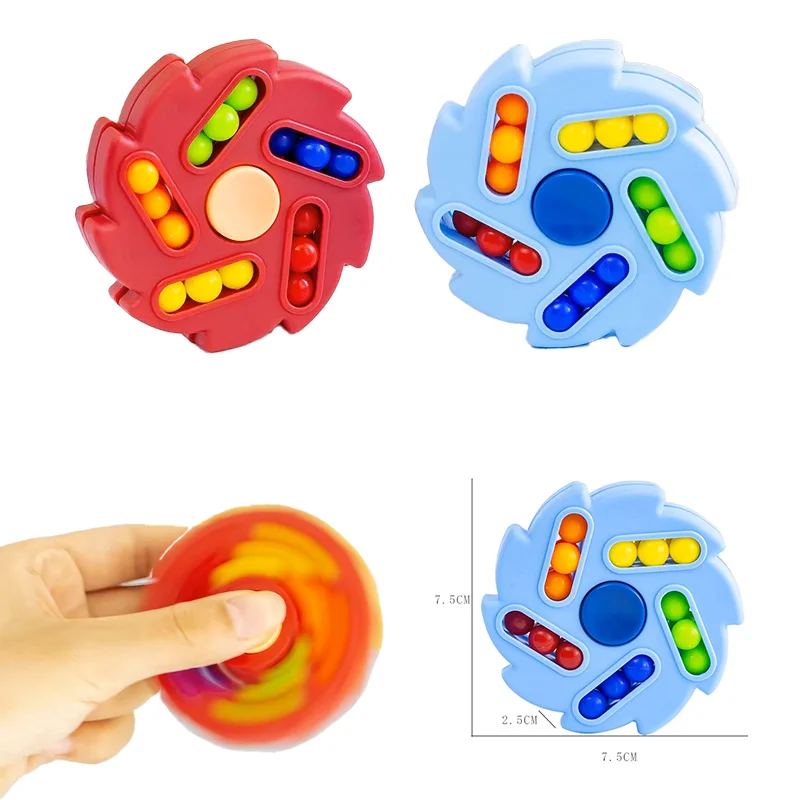 Dupla face cubo mágico quebra-cabeça ponta do dedo girando feijão mágico pinball giroscópio brinquedo presente para meninos e meninas brinquedo de alívio do estresse 1 pçs