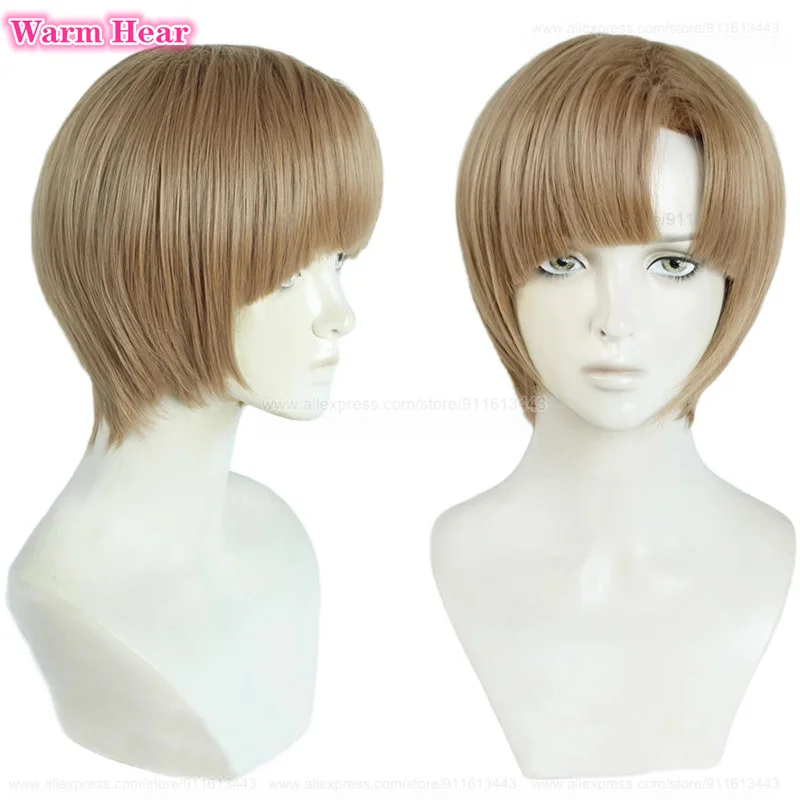 Shirabu Kenjiro Synthetic Hair Anime Short 28cm Milk Tea Color Siad Part Cosplay Anime Wig Heat Resistant Hair Halloween Wigs