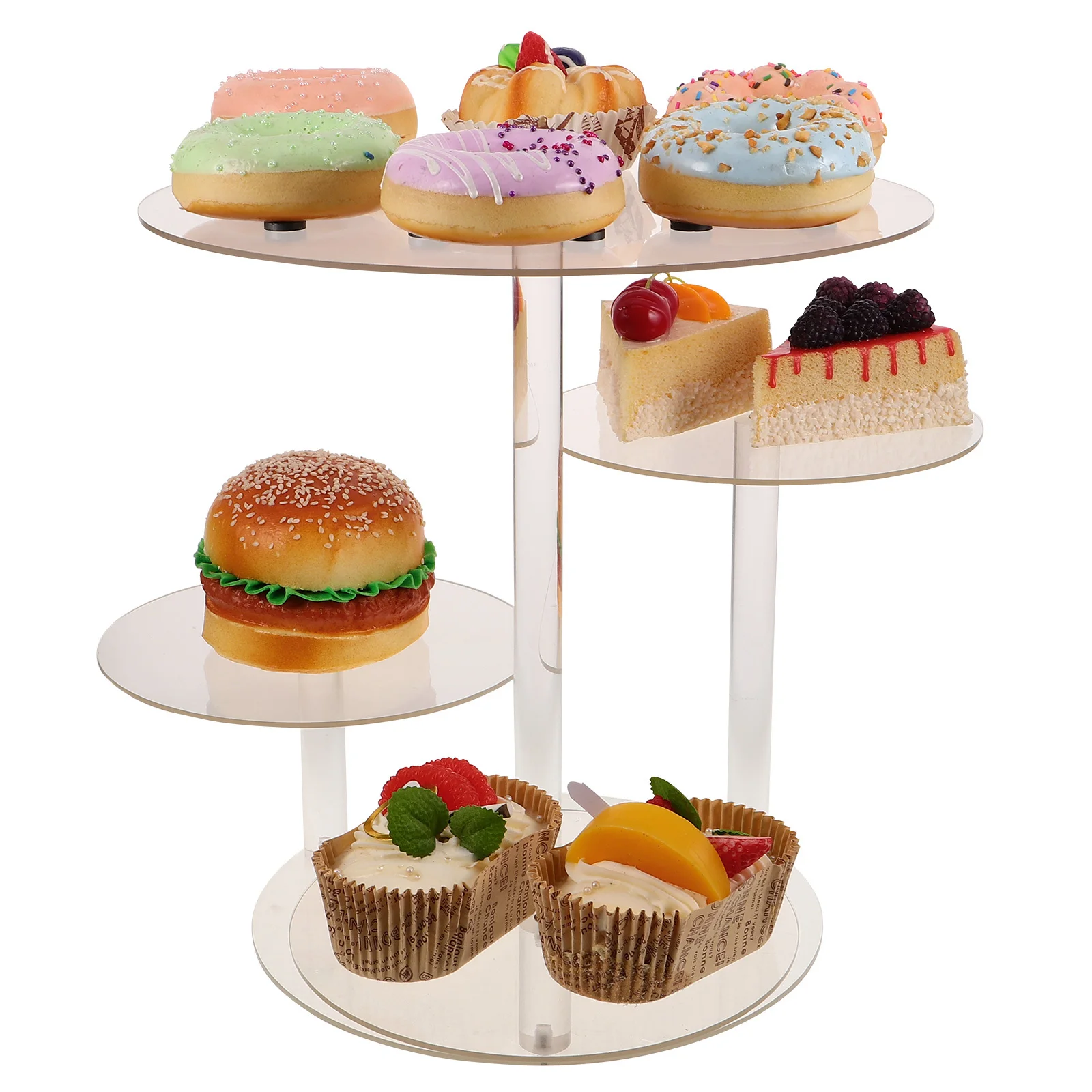 

4 Tier Clear Acrylic Cupcake Stand Transparent Dessert Tower Display Elegant Design for Tea Party Cakes and Birthday Pastry