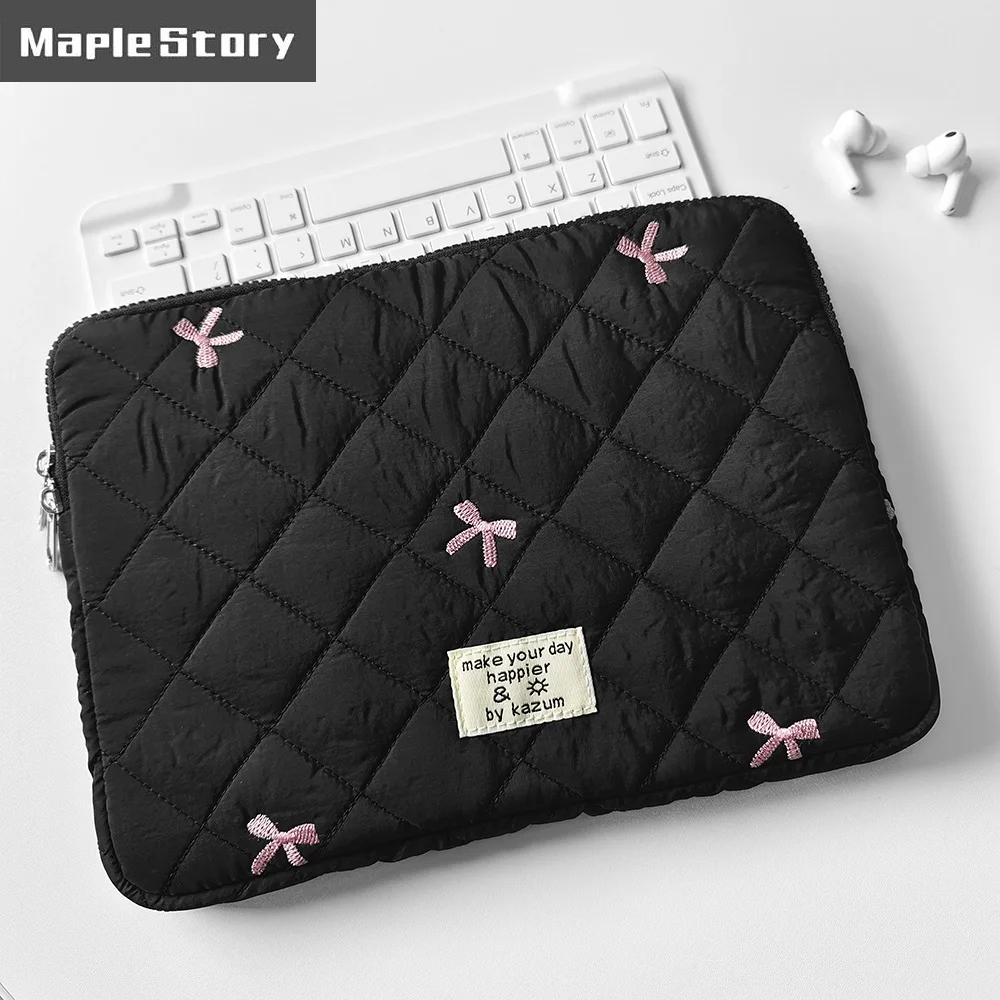 Bow Embroidery Laptop Sleeve Case 13 14 15.6 16 Inch For Macbook Air 13 Pro Xiaomi Lenovo Dell Notebook Soft Case,11“ ipad Case