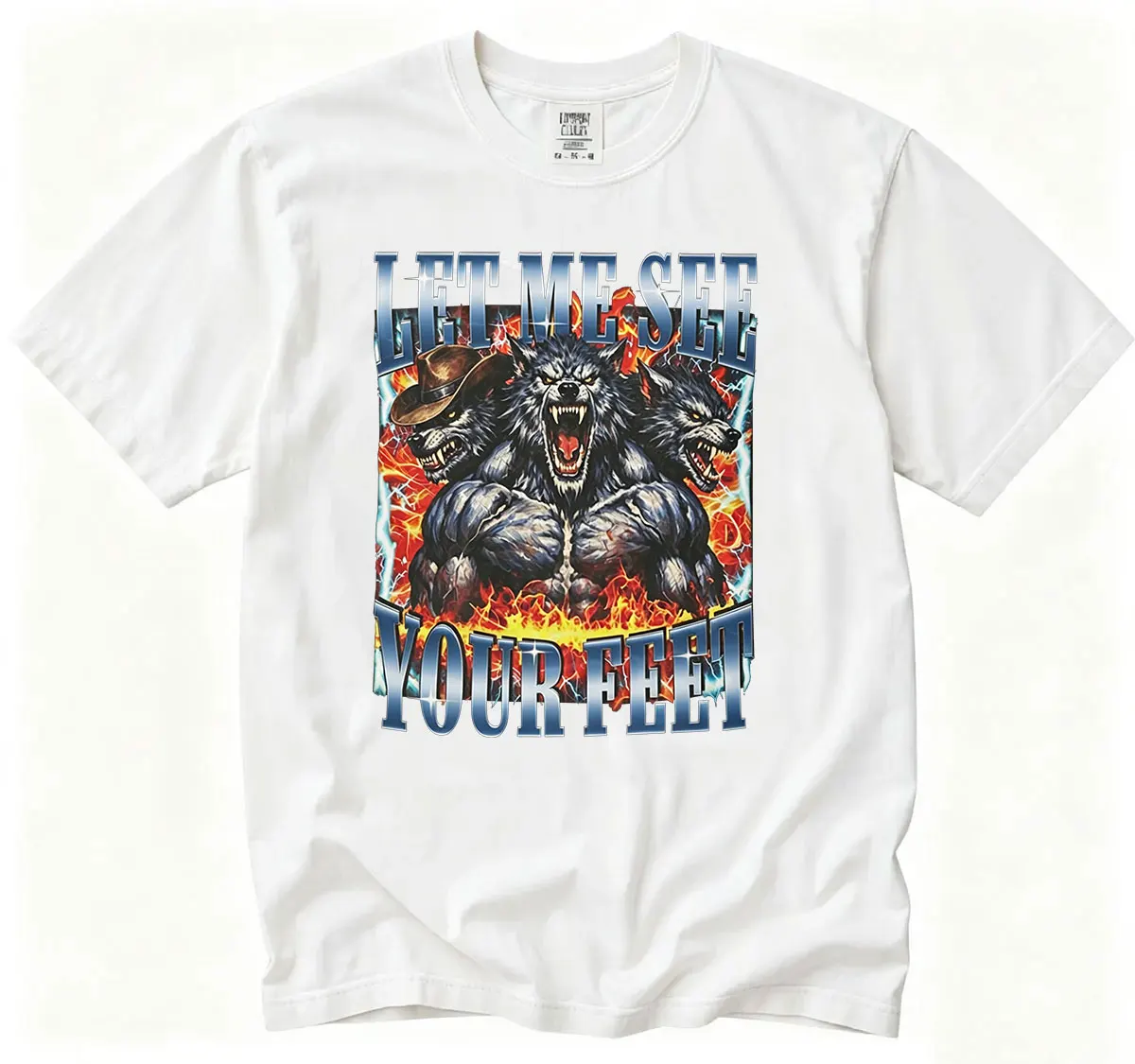 Let Me See Your Feet Funny Alpha Wolf Limited Graphic T-Shirt Men's Classic Retro Fashion Cotton Short Sleeve T Shirt Streetwear