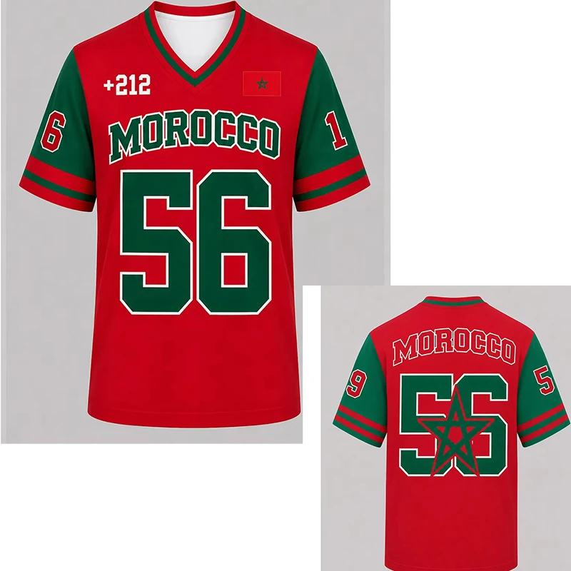 Morocco Flag Casual Summer Gym Men T Shirt Women Tee Boys V NeckTop Children Parent Child Quick Dry Short Sleeves Kids Tshirt