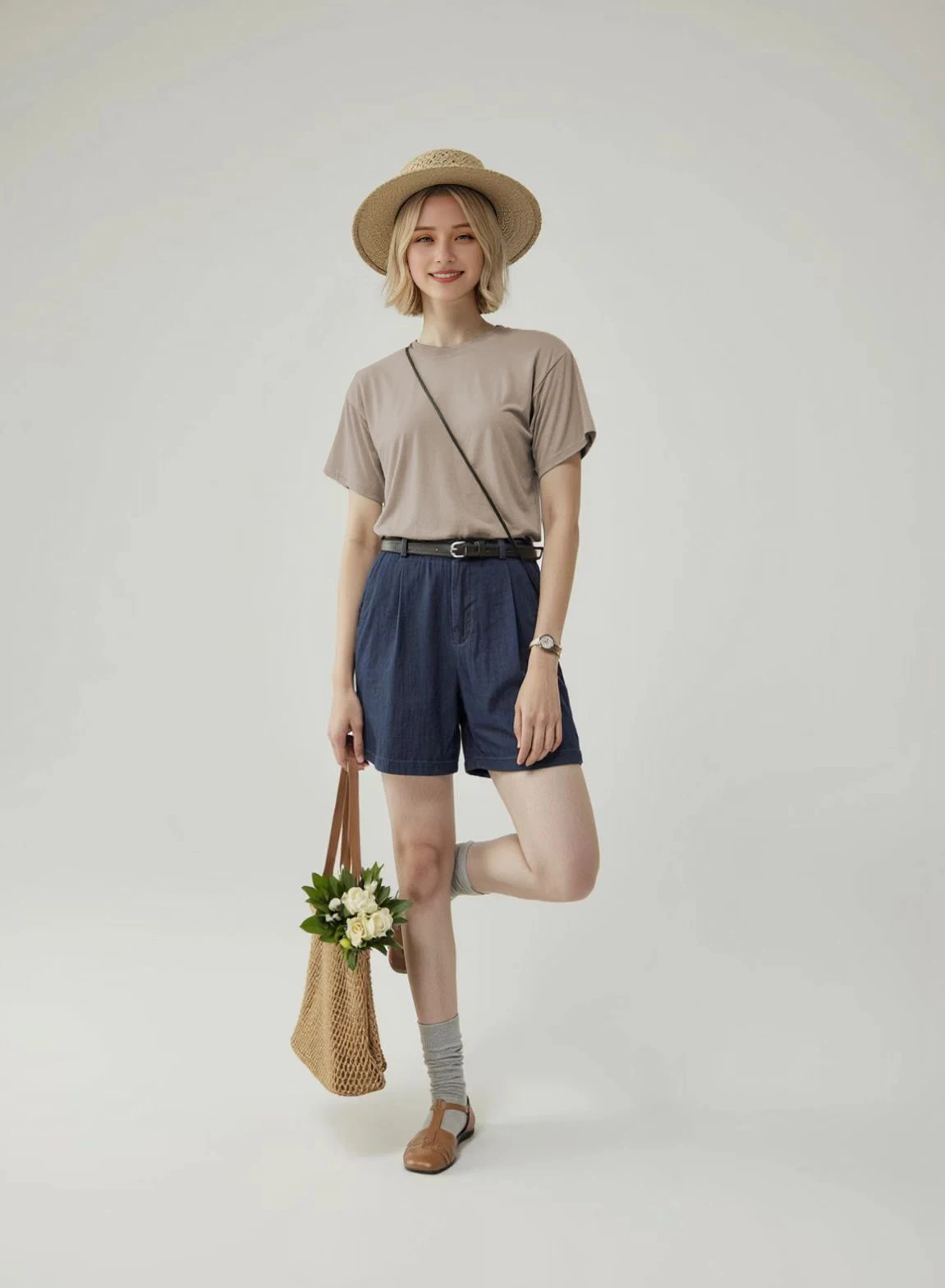 

Summer European and American style solid color round neck T-shirt