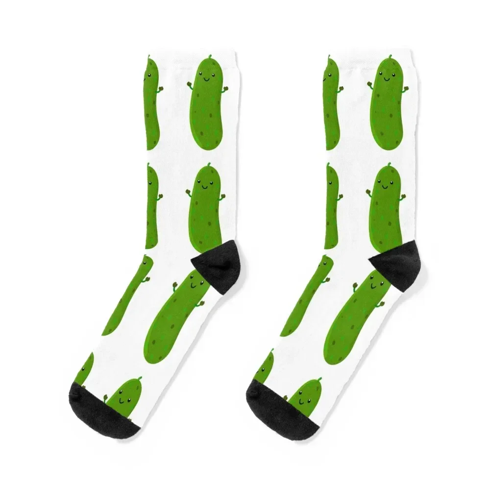 

Cute happy pickle cartoon illustration Socks Non-slip christmas stocking sport bright garter Socks For Men Women's