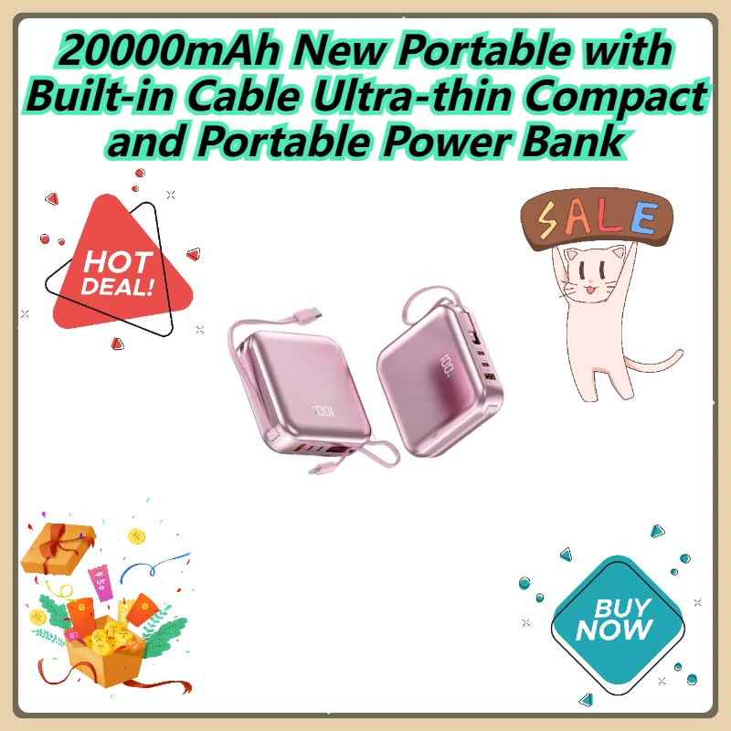 

20000mAh New Portable with Built-in Cable Ultra-thin Compact and Portable Power Bank