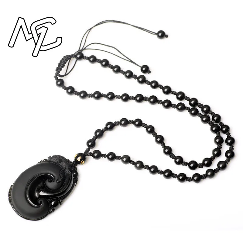 حجر سبج أسود طبيعي يسوع روي قلادة الخرز قلادة موضة سحر المجوهرات منحوتة باليد محظوظ تميمة هدايا لها النساء الرجال