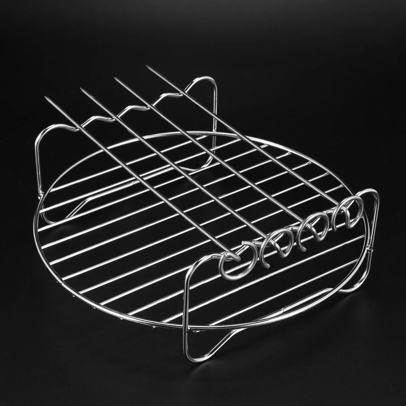 Double Layer Rack Accessory With 5 Skewers, For Airfryers