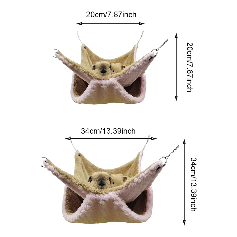 Winter Hammock for Rats Warm Bed Doublelayer Thick Plush Hamster Chinchilla House Nest Sleeping Bag Hanging Tree Guinea Pig Cage